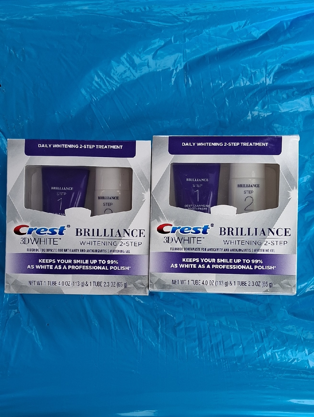 Crest Brilliance 3D White 2-Step Whitening Kits - Purple & White
